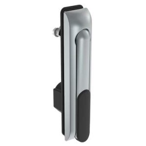 Swinghandle Latch, Large Size - 150 mm (5.9 in), Without Padlock Hasp, Use with Linear Actuator, Bellcore 216 Key DIN, Sealed, Zinc Alloy, Satin Chrome Plated