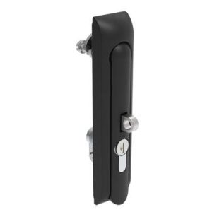 Swinghandle Latch, Large Size - 150 mm (5.9 in), With Padlock Hasp, Use with Linear Actuator or as Single Point Latch, CH 300 Key DIN, Non-Sealed, Zinc Alloy, Powder Coated, Black