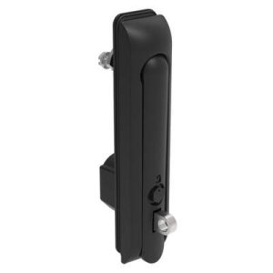 Swinghandle Latch, Large Size - 150 mm (5.9 in), With Padlock Hasp, Use with Linear Actuator or as Single Point Latch, Bellcore 216 Key, Sealed, Zinc Alloy, Powder Coated, Black