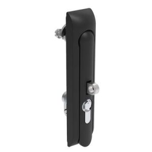 Swinghandle Latch, Large Size - 150 mm (5.9 in), With Padlock Hasp, Use with Linear Actuator or as Single Point Latch, Bellcore 216 Key DIN, Non-Sealed, Zinc Alloy, Powder Coated, Black