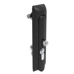 Swinghandle Latch, Large Size - 150 mm (5.9 in), With Padlock Hasp, Use with Linear Actuator or as Single Point Latch, 8 mm Triangle DIN, Non-Sealed, Zinc Alloy, Powder Coated, Black