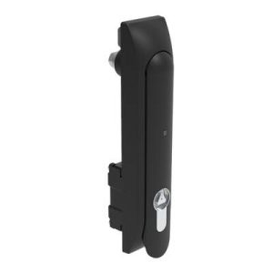 Swinghandle Latch, Large Size - 150 mm (5.9 in), Push-to-Close Handle, Use with Linear Actuator or as Single Point Latch, 8 mm Triangle DIN, Non-Sealed, Glass filled Nylon, Black