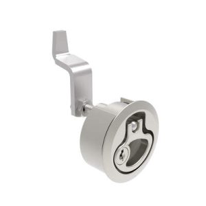 Compression Latch, Medium Size, Key Locking, 2 - 12mm (.075 - . 475 in) Door thickness, 21 - 28mm or 63 -76mm (.83 - 1.10 in or 2.48 - 3.00 in) Grip, 316 Stainless Steel, Electropolished - Image 1