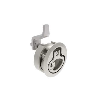 Compression Latch, Medium Size, Key Locking, 12 - 22.5mm (.475 - . 885 in) Door thickness, 21 - 28mm or 63 -76mm (.83 - 1.10 in or 2.48 - 3.00 in) Grip, 316 Stainless Steel, Electropolished - Image 1