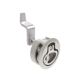 Compression Latch, Medium Size, Key Locking, 12 - 22.5mm (.475 - . 885 in) Door thickness, 21 - 28mm or 63 -76mm (.83 - 1.10 in or 2.48 - 3.00 in) Grip, 316 Stainless Steel, Electropolished - Image 1