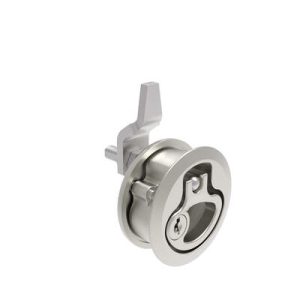 Compression Latch, Medium Size, Key Locking, 18.5 - 29mm (.073 - 1.14 in) Door thickness, 27 - 40mm or 51 -64mm (1.06 - 1.57 in or 2.00 - 2.52 in) Grip, 316 Stainless Steel, Electropolished - Image 1