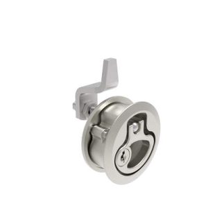 Compression Latch, Medium Size, Key Locking, 18.5 - 29mm (.073 - 1.14 in) Door thickness, 21 - 28mm or 63 -76mm (.83 - 1.10 in or 2.48 - 3.00 in) Grip, 316 Stainless Steel, Electropolished - Image 1