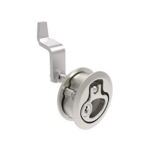 Compression Latch, Medium Size, Key Locking, 18.5 - 29mm (.073 - 1.14 in) Door thickness, 21 - 28mm or 63 -76mm (.83 - 1.10 in or 2.48 - 3.00 in) Grip, 316 Stainless Steel, Electropolished - Image 1