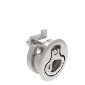 Compression Latch, Large Size, Key Locking, 12 - 22.5mm (.475 - . 885 in) Door thickness, 23.5 - 35mm or 74 -88mm (.92 - 1.38 in or 2.91 - 3.47 in) Grip, 316 Stainless Steel, Electropolished