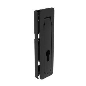 Multi-Point Compression Latch Actuator, Key Locking, DIN profile (Lock not supplied), NEMA 4 / IP66 Sealed, 1.5 - 3mm (.06 - .12 in) Door thickness, Zinc alloy, Powder Coated, Black