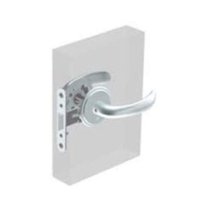 McCoy Entry Door Latch, Nova Handle with Privacy Knob, Left Hand Out, 22 - 30mm (.88 - 1.19 in) Door Thickness, Satin Chrome - Image 1