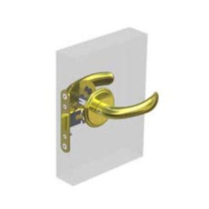 McCoy Entry Door Latch, Nova Handle with Privacy Knob, Left Hand Out, 22 - 30mm (.88 - 1.19 in) Door Thickness, Diamond Brass
