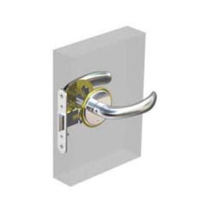 McCoy Entry Door Latch, Nova Handle with Privacy Knob, Left Hand Out, 28 - 37mm (1.13 - 1.50 in) Door Thickness, Chrome with Diamond Brass Accent