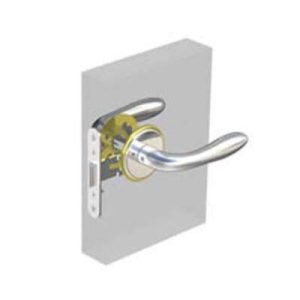 McCoy Entry Door Latch, Portofino Handle without Privacy Knob, Right Hand Out or Left Hand In, 22 - 30mm (.88 - 1.19 in) Door Thickness, Chrome with Diamond Brass Accent - Image 1