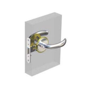 McCoy Entry Door Latch, Nova Handle without Privacy Knob, Right Hand In or Left Hand Out, 22 - 30mm (.88 - 1.19 in) Door Thickness, Chrome with Diamond Brass Accent - Image 1