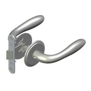 McCoy Entry Door Latch, Portofino Handle without Privacy Knob, Right Hand In or Left Hand Out, 22 - 30mm (.88 - 1.19 in) Door Thickness, Satin Chrome - Image 1