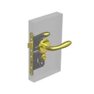 McCoy Star Entry Door Latch, Portifino Handle, Star Key Lock, Right Hand Out, 36.5 - 45mm (1.44 - 1.75 in) Door Thickness, Diamond Brass - Image 1
