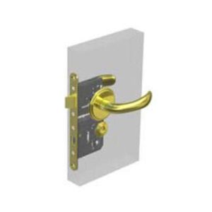 McCoy Star Entry Door Latch, Nova Handle, Star Key Lock, Right Hand In, 36.5 - 45mm (1.44 - 1.75 in) Door Thickness, Diamond Brass - Image 1