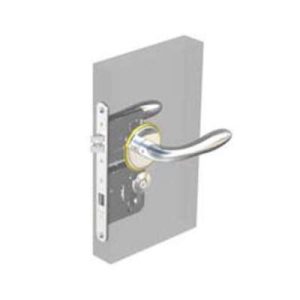 McCoy Star Entry Door Latch, Portifino Handle, Star Key Lock, Left Hand Out, 28 - 37mm (1.13 - 1.50 in) Door Thickness, Chrome with Diamond Brass Accent - Image 1