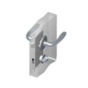 McCoy Star Entry Door Latch, Portifino Handle, Privacy Knob, Left Hand Out, 36.5 - 45mm (1.44 - 1.75 in) Door Thickness, Satin Chrome - Image 1