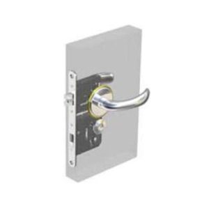 McCoy Star Entry Door Latch, Nova Handle, Star Key Lock, Left Hand In, 22 - 30mm (.88 - 1.19 in) Door Thickness, Chrome with Diamond Brass Accent - Image 1