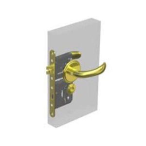 McCoy Star Entry Door Latch, Nova Handle, Star Key Lock, Left Hand In, 36.5 - 45mm (1.44 - 1.75 in) Door Thickness, Diamond Brass - Image 1