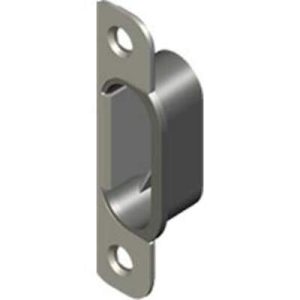 Entry Door Keeper (Striker), With Dustbin, 21mm (.83 in) Offset, Brass, Nickel Plated