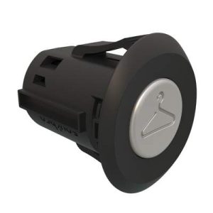 Point Coat Hook, Snap-in, Oval Perpendicular Black Flange, Satin Hook