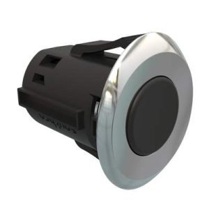 Point Coat Hook, Snap-in, Oval Perpendicular Chrome Flange, Black Hook - Image 1