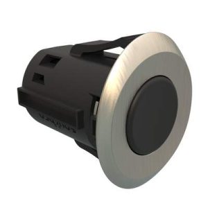 Point Coat Hook, Snap-in, Oval Perpendicular Brushed Nickel Flange, Black Hook - Image 1