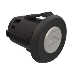 Point Coat Hook, Snap-in, Oval In-line Black Flange, Satin Hook