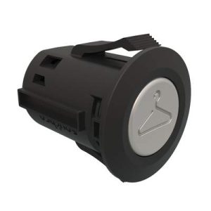 Point Coat Hook, Snap-in, Round Black Flange, Satin Hook - Image 1