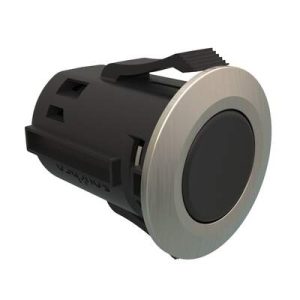 Point Coat Hook, Snap-in, Round Brushed Nickel Flange, Black Hook - Image 1