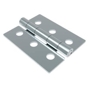Surface Mount Hinge, 120 mm size, with Mounting Holes, Steel, Blue Zinc Plating - Image 1