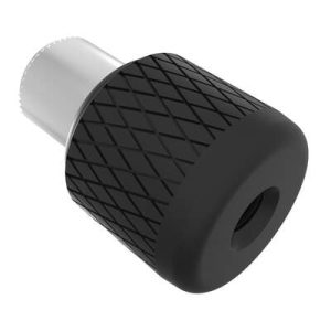 Captive Nut, 6-32 Thread, Thru Hole, Steel Ferrule, Aluminum Knob, Black