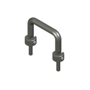 Handle, 40 mm (1.57 in) Hole Centers, Threadstud and Nut, 8-32 Thread, Aluminum Alloy, Anodized, Black