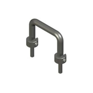 Handle, 40 mm (1.57 in) Hole Centers, Threadstud and Nut, M4 X 0.7, Aluminum Alloy, Anodized, Black
