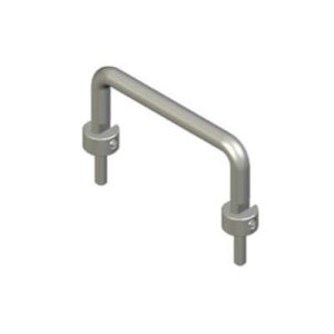 Handle, 64 mm (2.52 in) Hole Centers, Threadstud and Nut, 8-32 Thread, Aluminum Alloy, Anodized, Bright