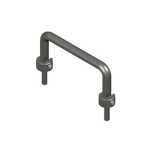 Handle, 64 mm (2.52 in) Hole Centers, Threadstud and Nut, 8-32 Thread, Aluminum Alloy, Anodized, Black