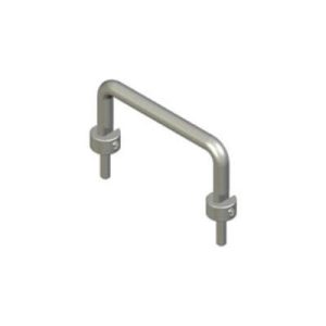 Handle, 64 mm (2.52 in) Hole Centers, Threadstud and Nut, M4 X 0.7, Aluminum Alloy, Anodized, Bright
