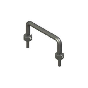 Handle, 64 mm (2.52 in) Hole Centers, Threadstud and Nut, M4 X 0.7, Aluminum Alloy, Anodized, Black