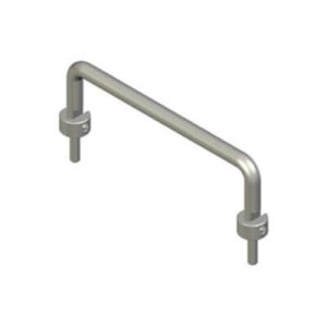 Handle, 96 mm (3.78 in) Hole Centers, Threadstud and Nut, 8-32 Thread, Aluminum Alloy, Anodized, Bright
