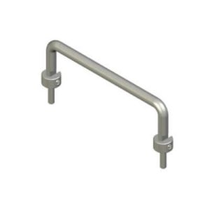 Handle, 96 mm (3.78 in) Hole Centers, Threadstud and Nut, M4 X 0.7, Aluminum Alloy, Anodized, Bright
