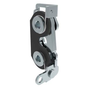 Rotary Push-to-Close Latch, Large Size, Single Stage with Bumper, Perpendicular, M6 Thread, Steel, Zinc Plate, Bright Chromate, Bright