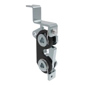 Rotary Push-to-Close Latch, Large Size, Single Stage with Bumper, Bottom with bracket, 1/4-20 Thread, Steel, Zinc Plate, Bright Chromate, Bright