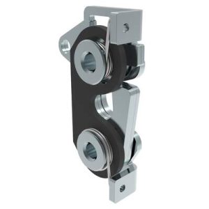 Rotary Push-to-Close Latch, Large Size, Single Stage with Bumper, Bottom, M6 Thread, Steel, Zinc Plate, Bright Chromate, Bright