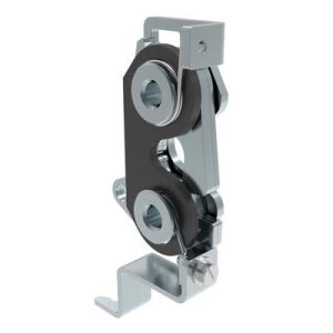 Rotary Push-to-Close Latch, Large Size, Two Stage with Bumper, Bottom with bracket, M6 Thread, Steel, Zinc Plate, Bright Chromate, Bright