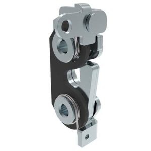 Rotary Push-to-Close Latch, Large Size, Two Stage with Bumper, Perpendicular, 1/4-20 Thread, Steel, Zinc Plate, Bright Chromate, Bright