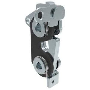 Rotary Push-to-Close Latch, Large Size, Two Stage with Bumper, Dual Trigger, Perpendicular / Bottom, 1/4-20 Thread, Steel, Zinc Plate, Bright Chromate, Bright - Image 1