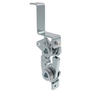 Rotary Push-to-Close Latch, Large Size, Two Stage, Bottom with bracket, M6 Thread, Steel, Zinc Plate, Bright Chromate, Bright - Image 1